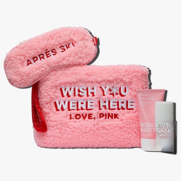 Pink by Victoria's Secret Warm & Cozy 4 piece Fleece Beauty Travel Bag 🆕 - Picture 4 of 8